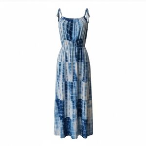 Young USA women's blue tie-dye swim-cover up boho midi dress  - small
